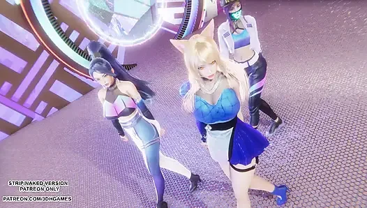 MMD KPop Demon Hunters - HUNTRX - Golden Ahri Akali Kaisa sexy Kpop Tanz liga der Legenden Hentai unzensiert 4K 60FPS