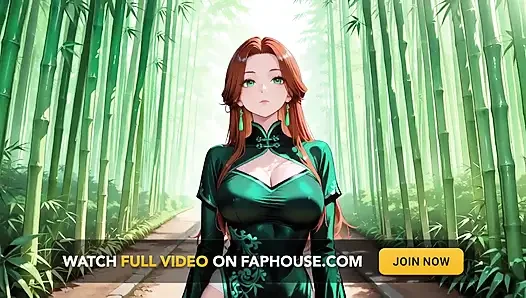 Red Hair & Emerald Qipao! Lazy Seduction in the Eastern Courtyard