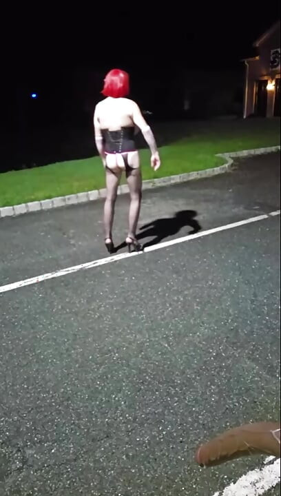 DeeDeeSlut69 - Black Skirt Whte Shirt in Heels