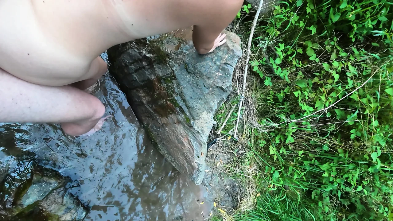 Risky sex by a public river with a creampie in my MILF pussy