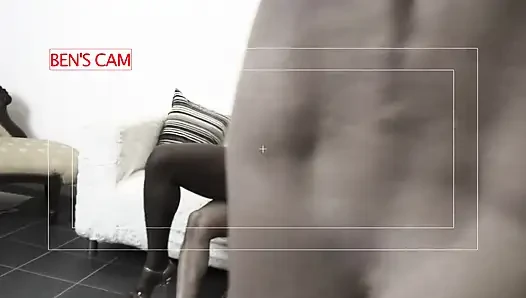 Rbony shows her sucking talents to the camera during threesome