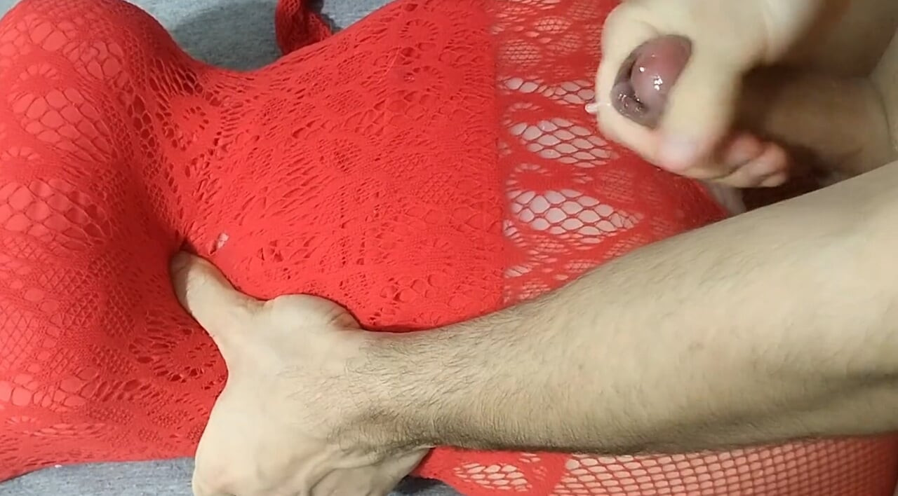 I am having sex with my silicone doll wearing red lingerie
