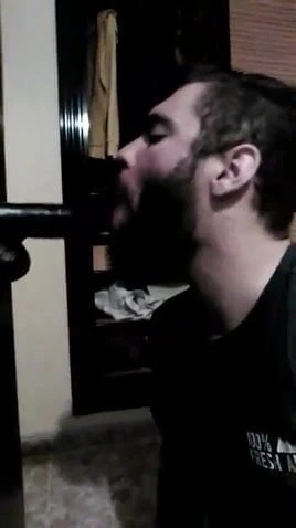 sucking my new black dildo