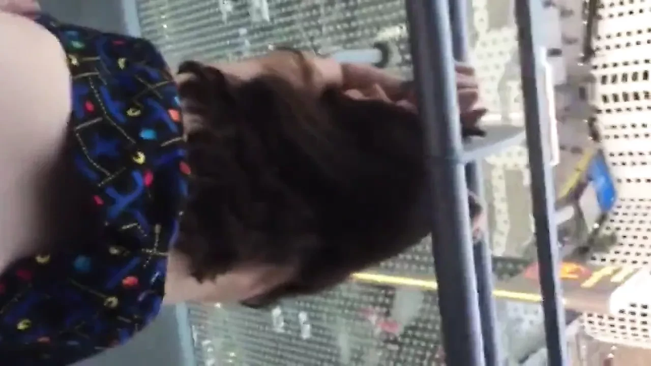 Our quick balcony fun in my Pac-Man skirt