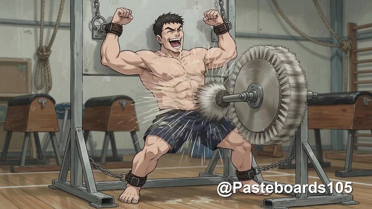 Arms Overhead, Abs Exposed - Bound Anime Muscle Jocks Tickled on Ribs and Belly (2D Anime)