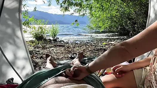 Lakefront afternoon, outdoor masturbations
