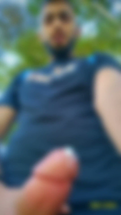 Big uncut cock latino jerking outdoors in the woods and eating his tasty cum careful not to get caught | Clip 2