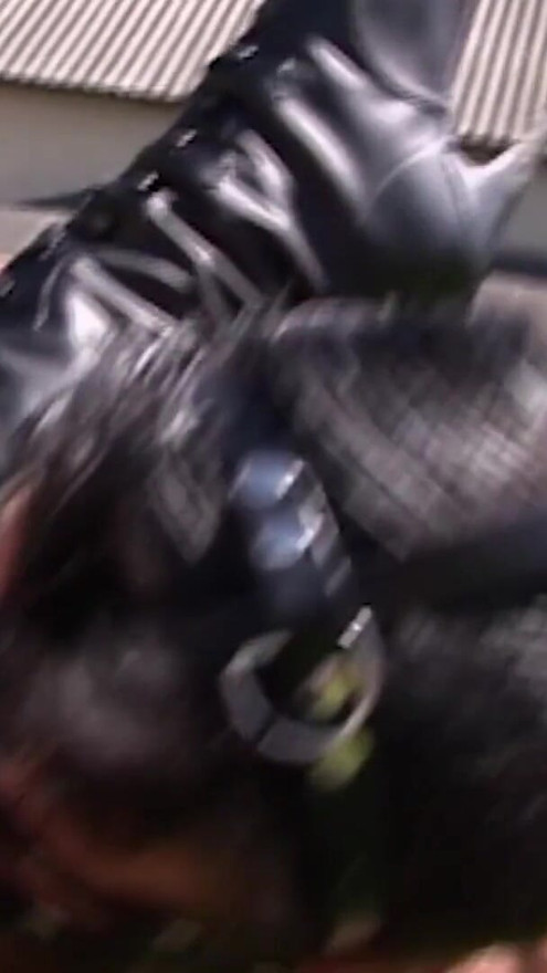 Big tits brunette femdom Milf in latex get fucked from slave outdoor | Clip 1