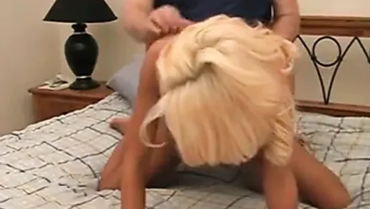 Tanned blonde getting fucked in the hotel room