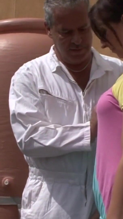 Must-see moment from "He fights his stepdaughter in the garden! German is crazy about her tight pussy!"
