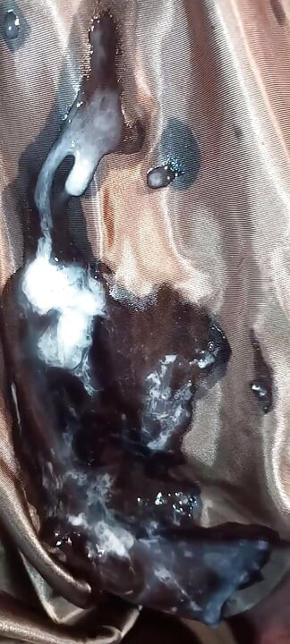 Cum twice on the lining of a fake fur ladycoat