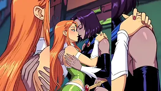 AI Toon Lesbian Super Sluts – Tongue Kissing Humping Group Softcore