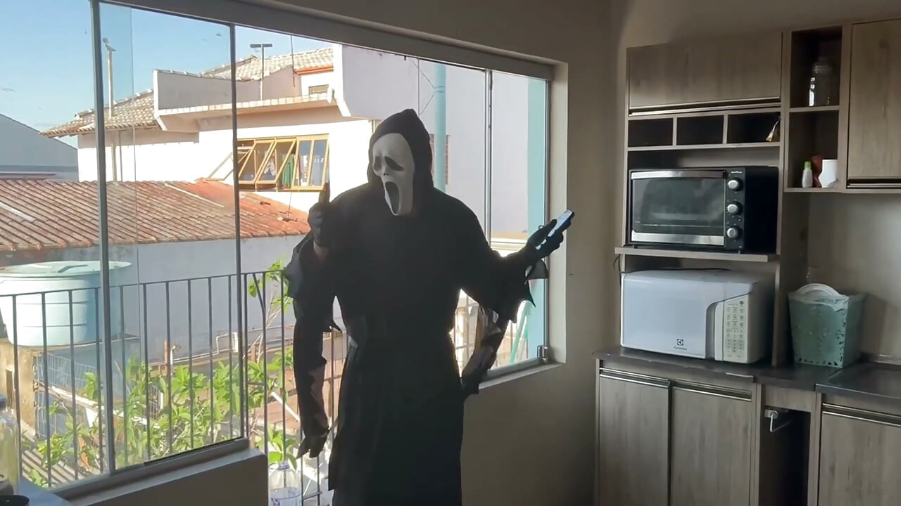 Halloween Ghostface - Pijpbeurt en Doggy met Cum op Kont
