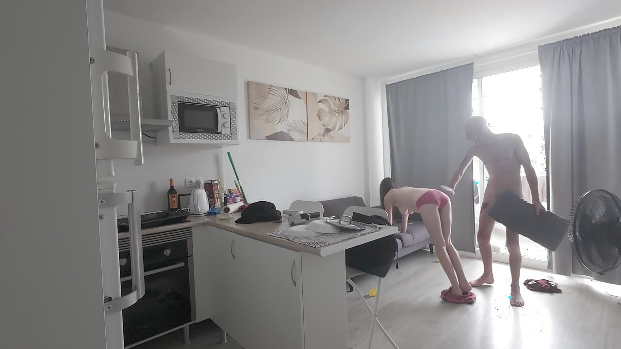 Risky - Sucking My Step Daddy's Big Cock Beside The Open Window And Receiving A Fuck And Facial In The Bathroom