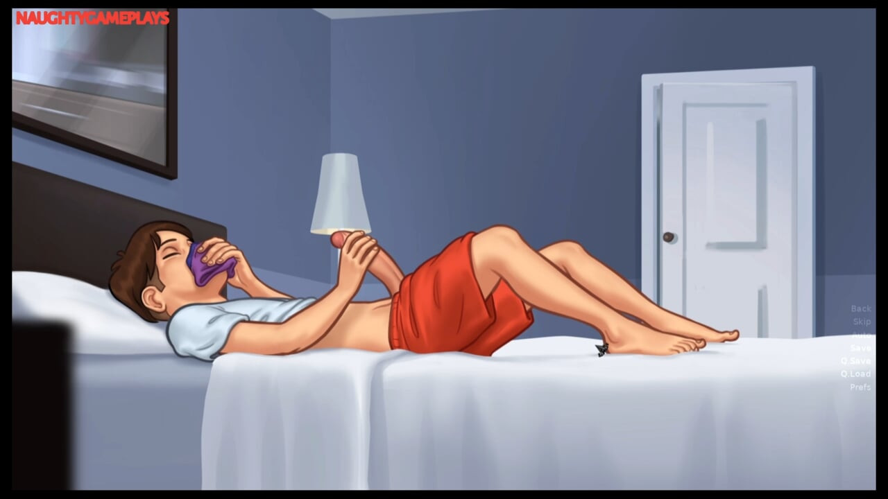 Summertime Saga Part 23 By DarkCookie - Hot milf caught him masturbating right in Her Bed and help him to cum well
