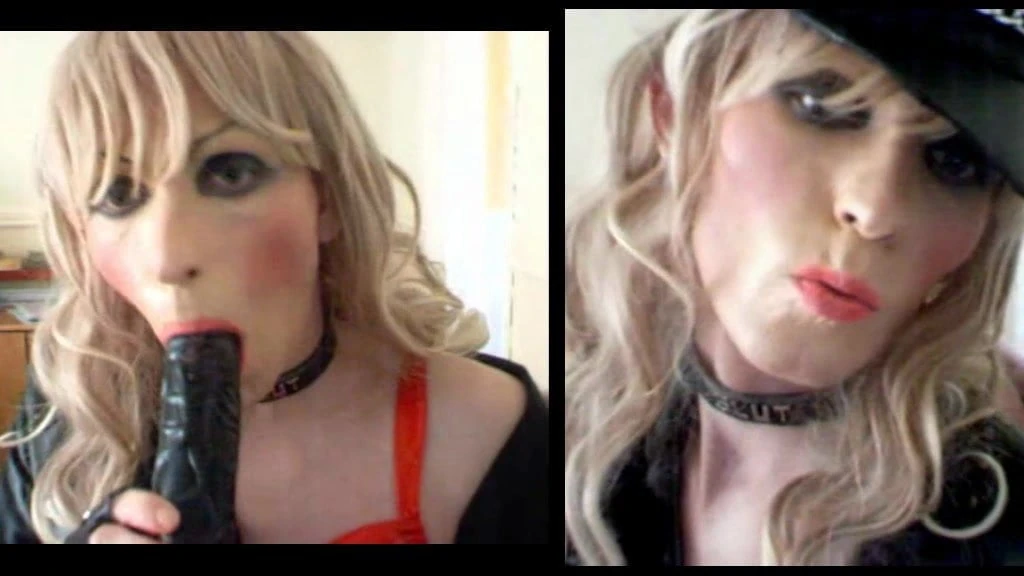 Chupando maricas de jaqueta de couro com vibrador preto