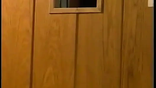 Busty brunette spitroasted and mouth jizzed in vintage threeway