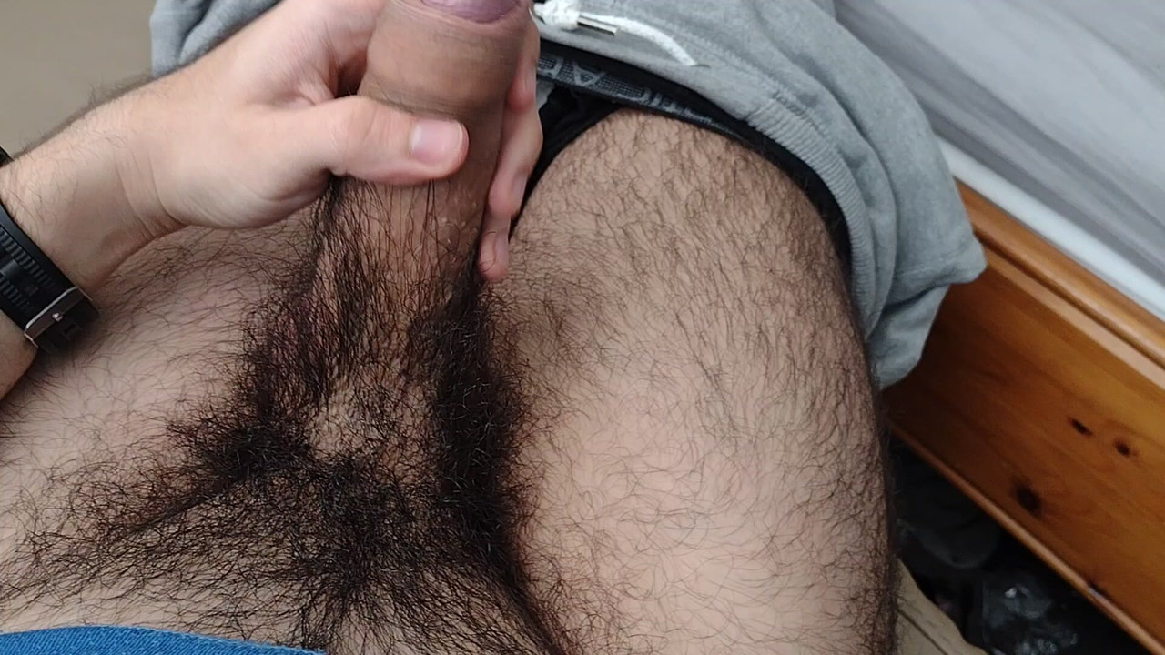 Hung uncut cock showing off