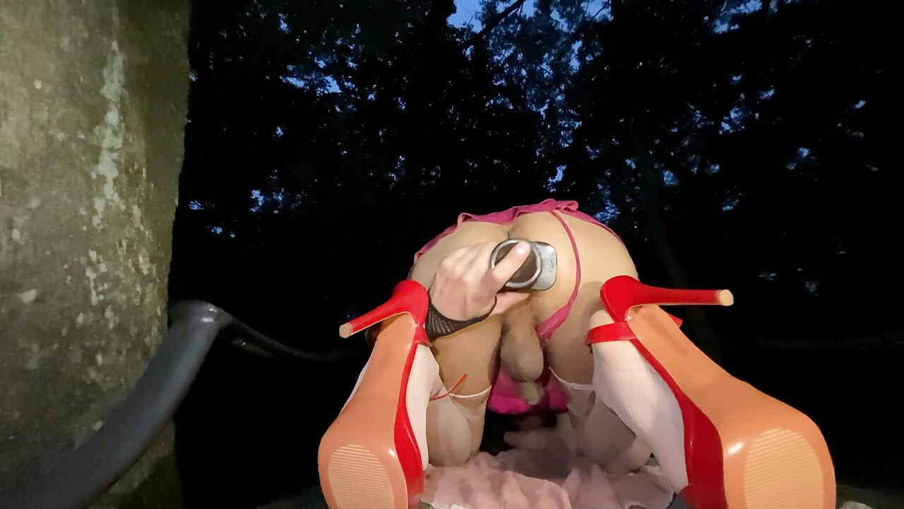 Outdoor sissy bimbo slut rough buttfuck part 3