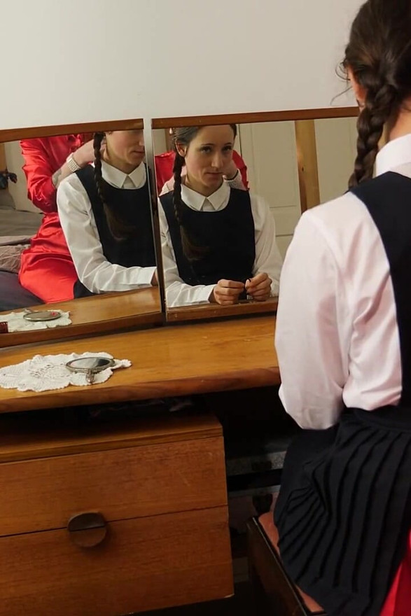 Step-mum Catches College Girl Mila at Her Dressing Table Face Slapping Punishment Wmv