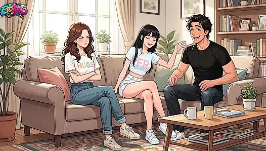 Ich habe die stiefschwester meiner freundin (19) gefickt, während sie hentai-anime beobachtete