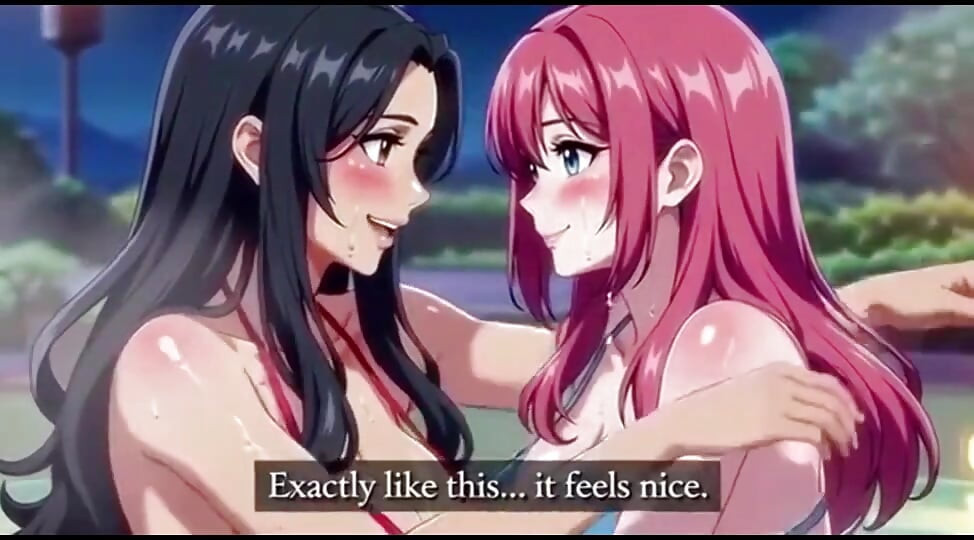 Stepmom and stepsister taking hot bath and pressing togather