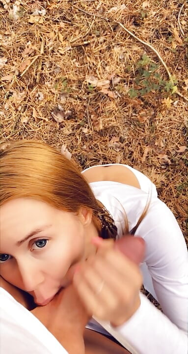 Sloppy blowjob in the park. She mouth is made for cock