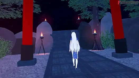 Rias Gremory занимается сексом в кимоно на фестивале - СЕРИЯ БЕЗУМИЕ С RIAD NTR