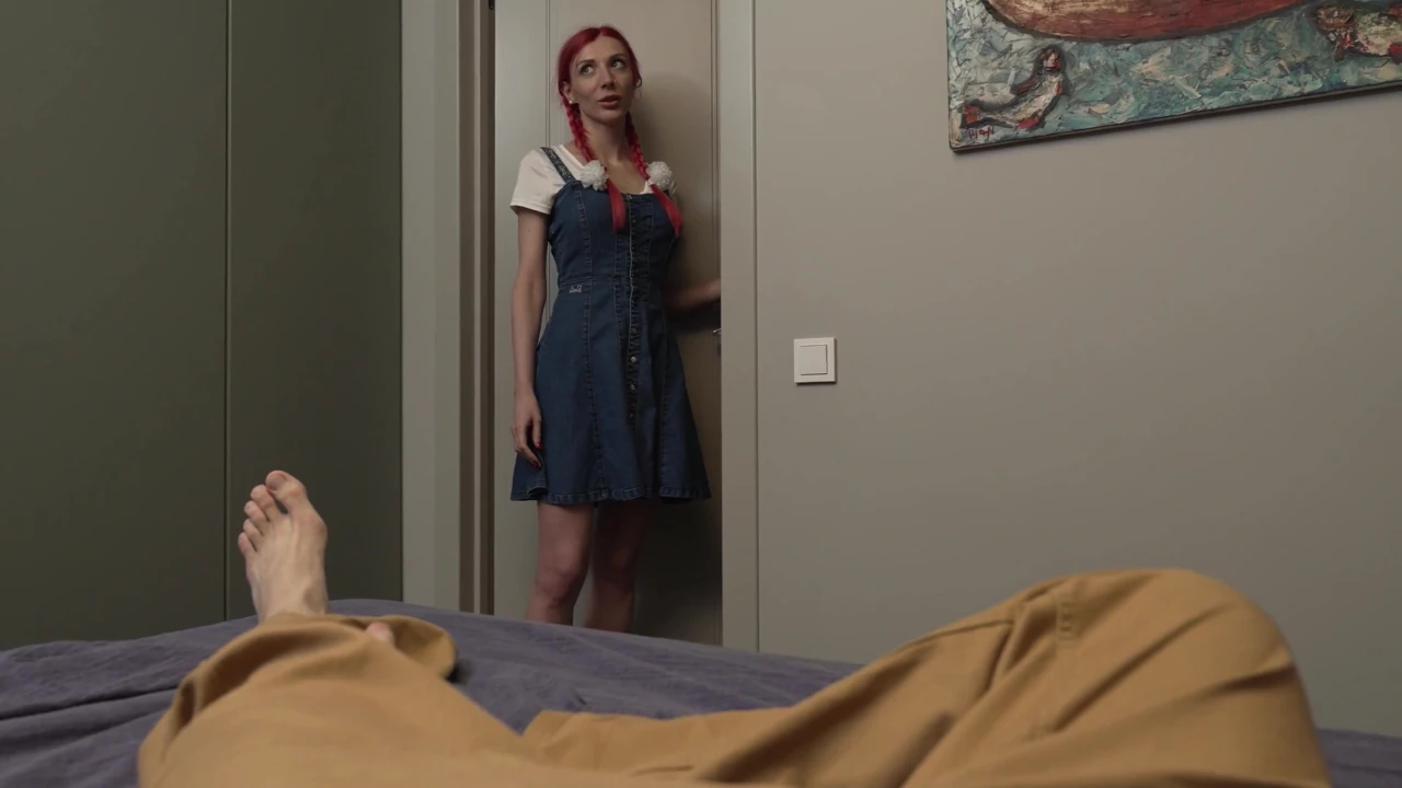 Red-haired Babysitter with Big Tits Rides a Dick