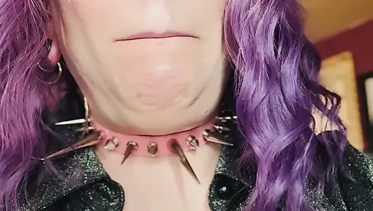 Purple Haired Smoking Goth Tina Snua Smokes Close Up - Coughing Smoke Drifts OMI OME Snap Inhales