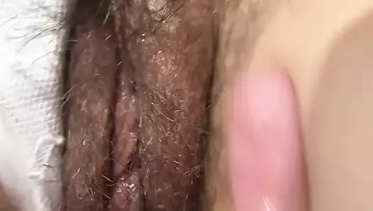Wife’s hairy pussy picture session ends up on a masturbation show, closeup fingering hairy cunt until gets soaking wet and cum