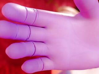 紫色のニトリル手袋Asmrビデオ(arya Grander)