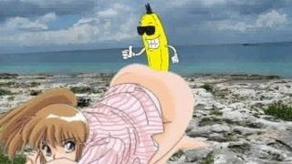 Bad banana has fun at the beach.