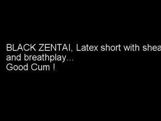 Black Zentai, penis shaeth and breathjplay