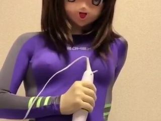 kigurumi purple leotard vibrating