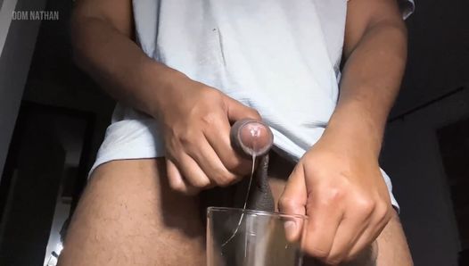 Filling a glass with my precum goes wrong