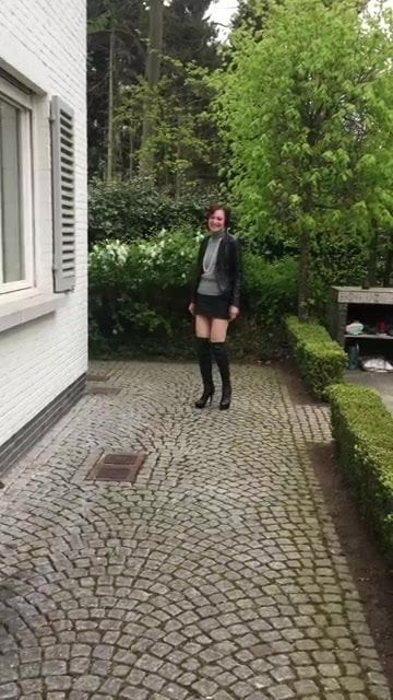Slut Wife Leather Boots and Pantyhose