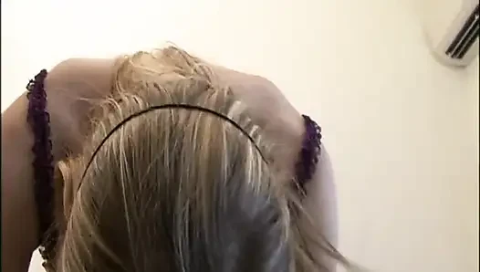 Sexy blonde amateur pussy licking pussy fucking in masked...cum in mouth