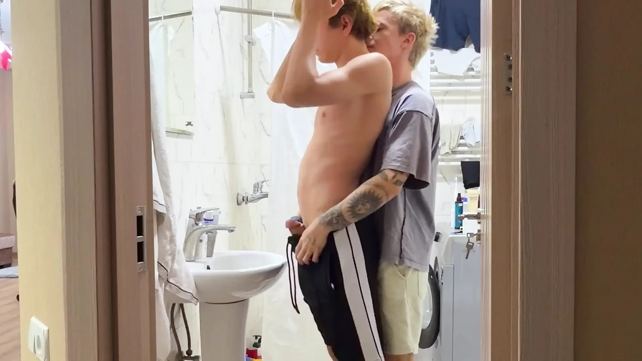 Friend Licks Ass Smooth Twink Sucks Big Cock and Takes It Inside