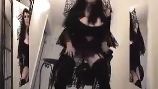 Teddi Barrett Big Boob In Black Dress On Stair