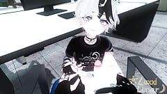 POV vrchat Femboy coworker hid under your desk, but then he noticed your cock... (chillout vr)