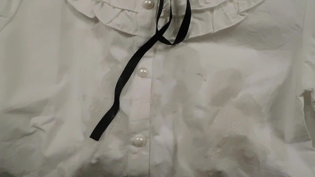 Pretty white blouse used as cum rag