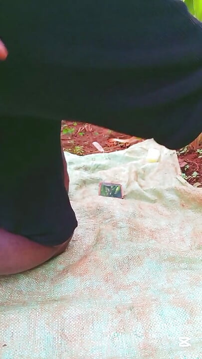Asshole fingering outdoors