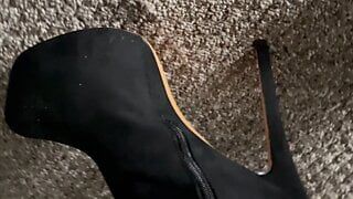 6.5 inch high heel ankle boots try on