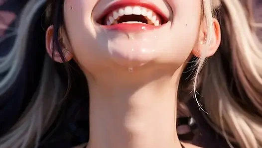 Pelacur AI terangsang masturbasi di lantai sampai dia muncrat