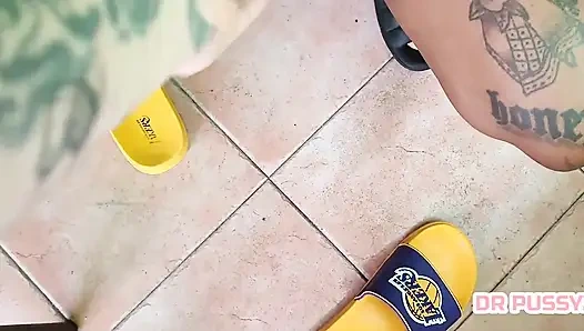 The Horn Goes Out to Work and Looks What His Wife Does When Finding Her Housemate All Naked in the Kitchen