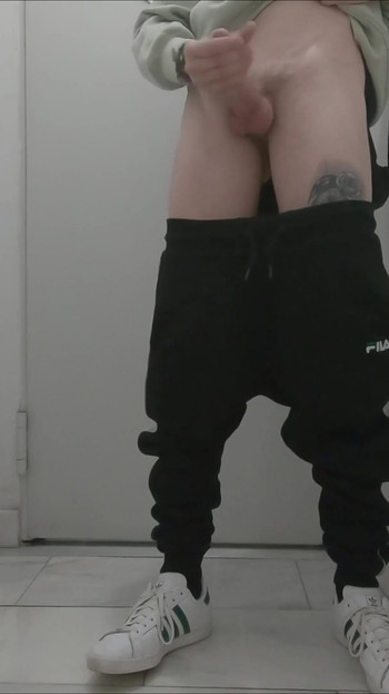 Iconic moment from "twink amateur guy in public show off cock walking by the street on city center"
