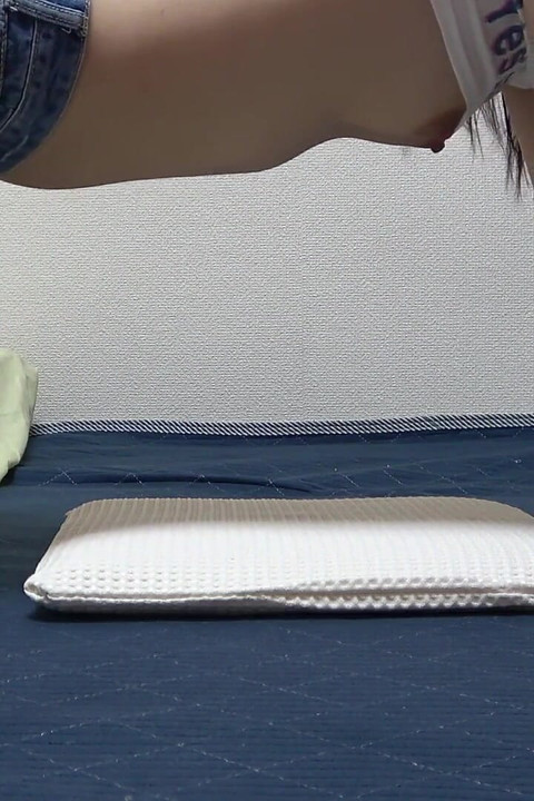Micro Thong Denim Shorts, Ass, Thighs and Legs, a Room Where Cute Slender Japanese Girl Does Tease Exercises