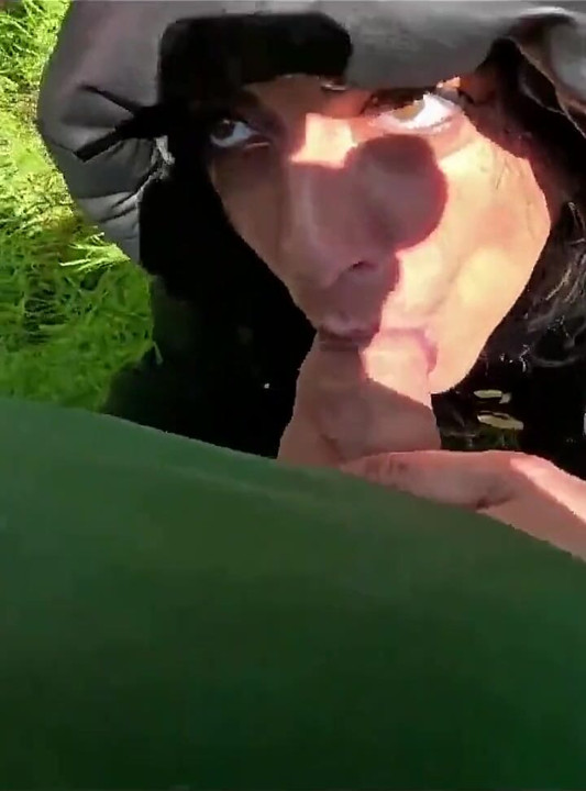 Outdoor Deepthroat, Rough Facefucking and Cum All Over My Downjacket