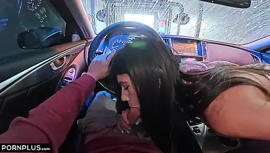 Cum Slut Swallows Cock At The Car Wash